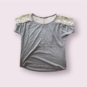 Gray Lace Shoulders Top